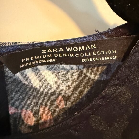 Zara Satin Floral Ruffle Hem Blouse - Picture 3 of 3